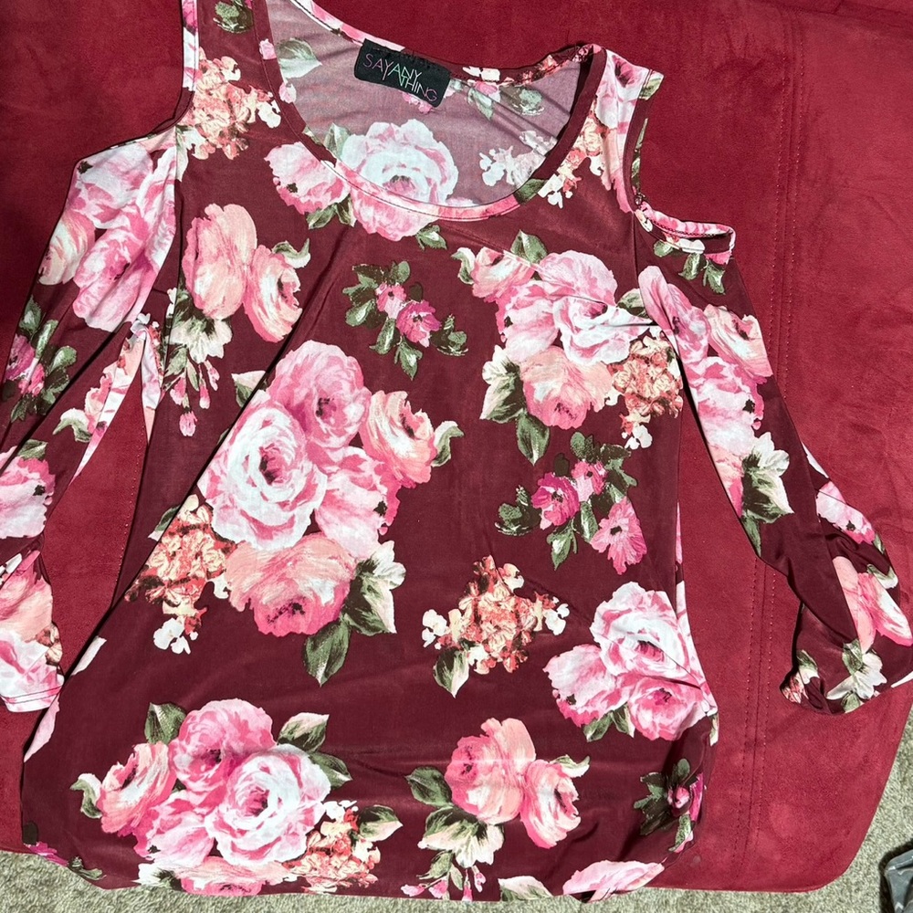 Maroon floral shirt